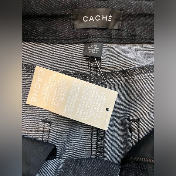 NWT CACHE WOMENS BLACK JEANS WITH RHINESTONES SIZE 28 - Picture 6 of 6